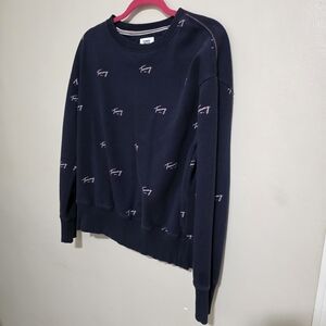 Tommy Hilfiger Navy Crewneck Sweater with Pink Accents